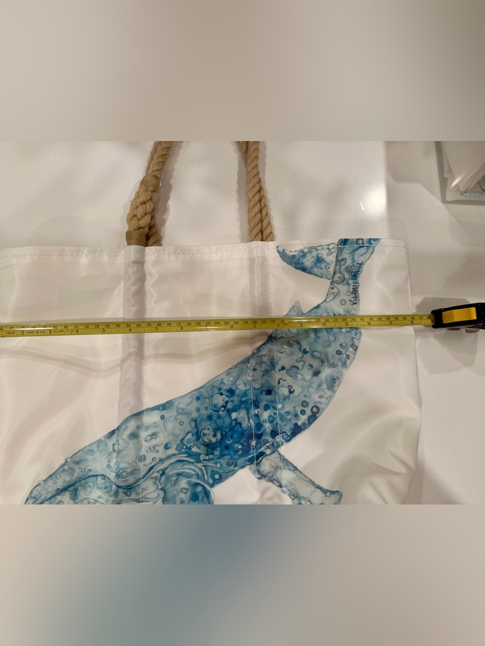 Sea Bags of Maine  - Like New - Large White Tote with Blue Whale Artwork - Picture 9 of 9